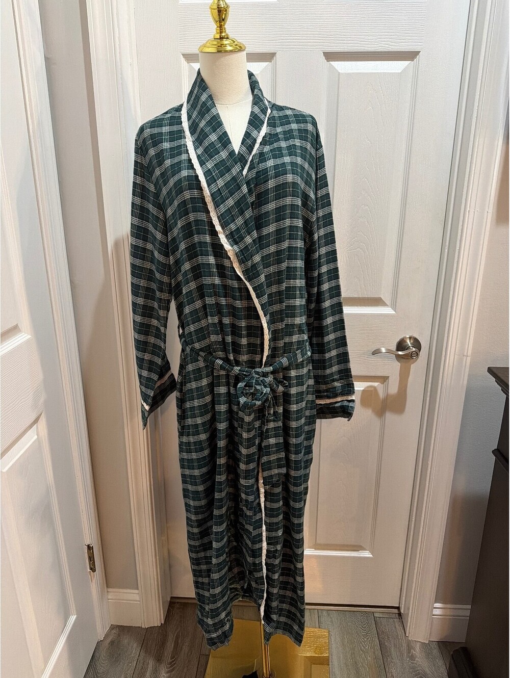 Charter Club Women's Plaid Long Robe with Belt XL/XXL